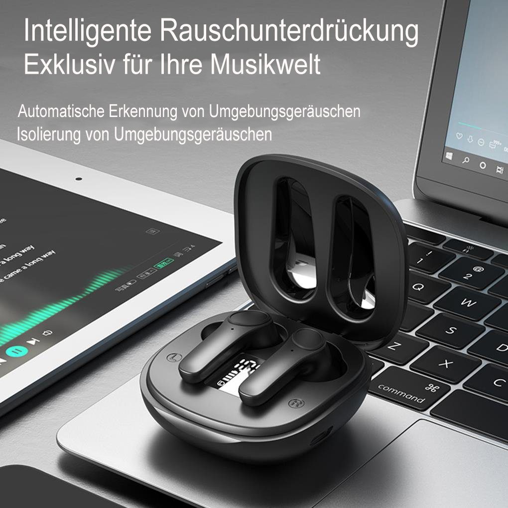 Mutoy True Wireless Bluetooth 5.0, Bluetooth Kopfhörer Wasserdicht IPX6 In-Ear-Kopfhörer (Voice Assistant, Bluetooth, Steuerung für Anrufe und Musik,LED Ladestandsanzeige,True Wireless)