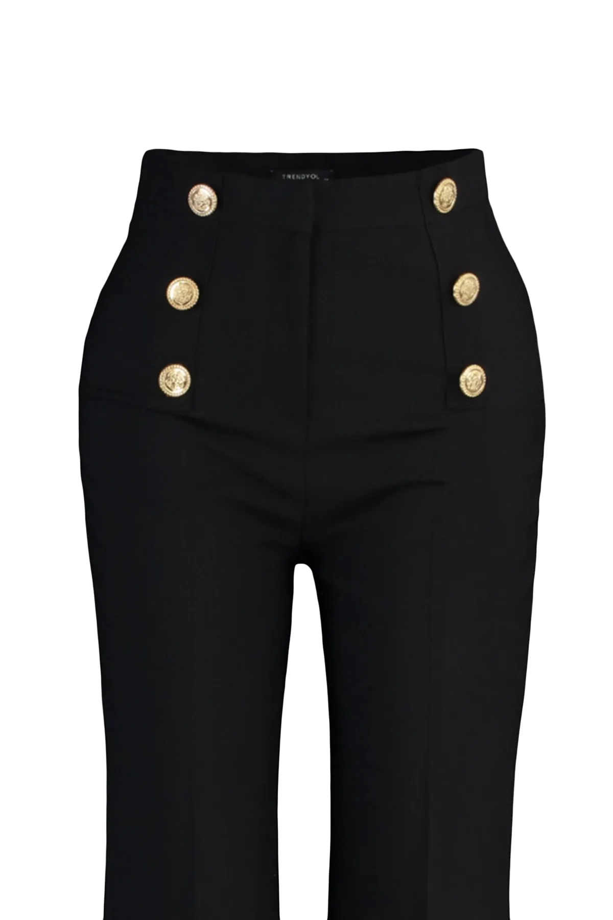 Trendyol Curve  Schwarze Erholungshose mit spanischem Bein, gewebt TBBAW23AR00057