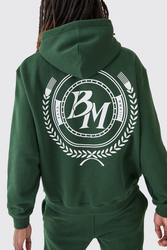 Oversize Trainingsanzug mit Homme Bm Print und Kapuze