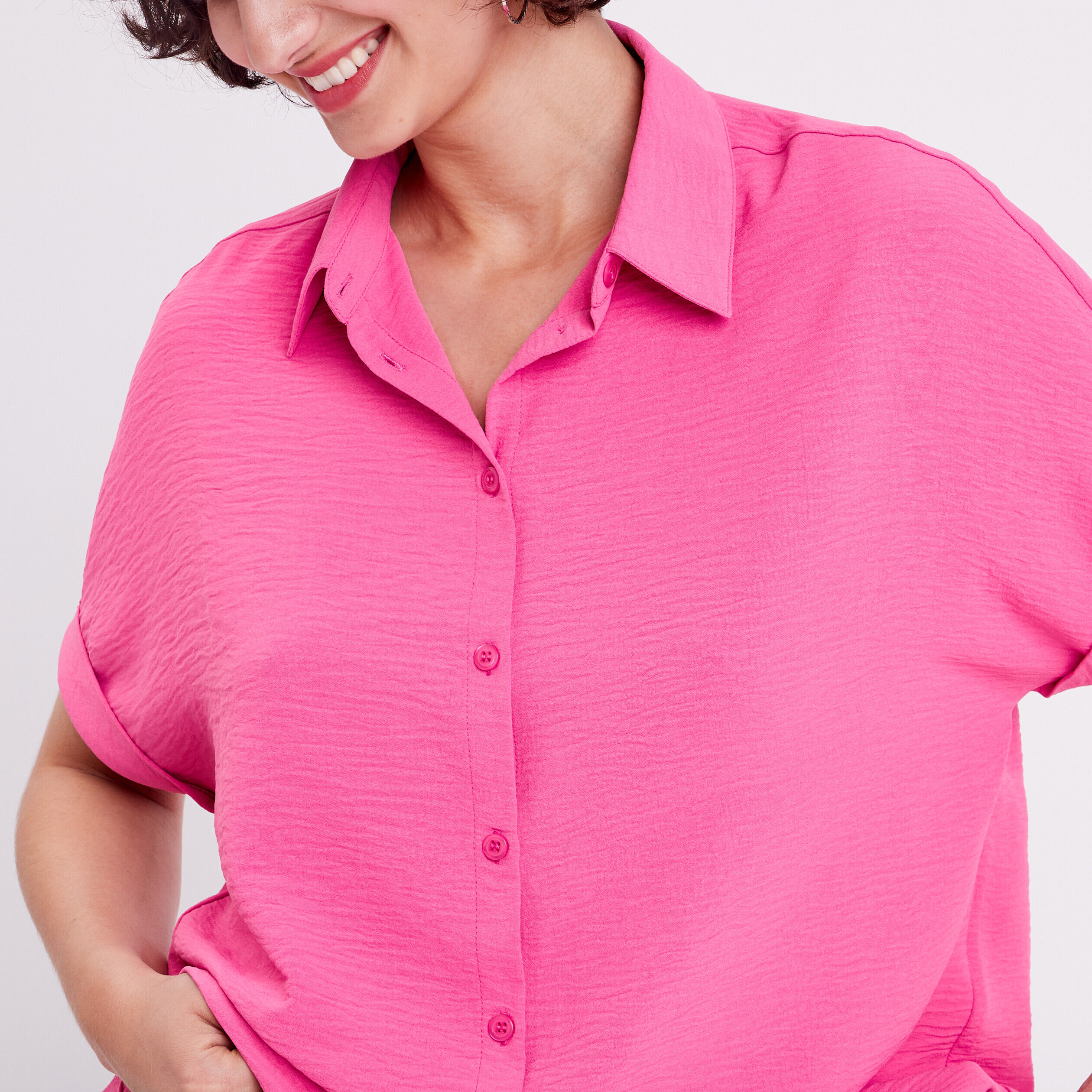 Chemise manches courtes rose femme | Cache Cache