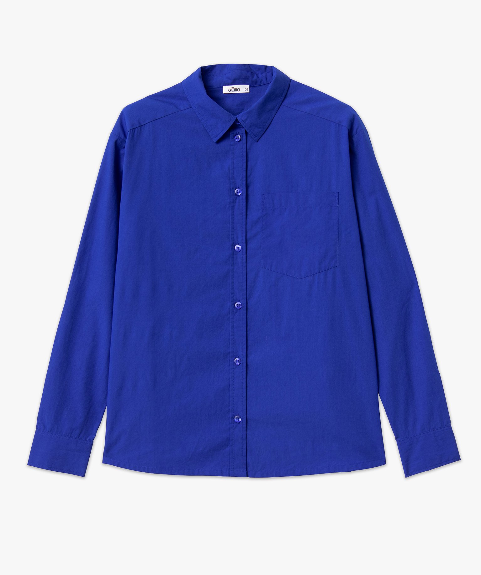 Chemise ample en coton uni femme bleu | GEMO