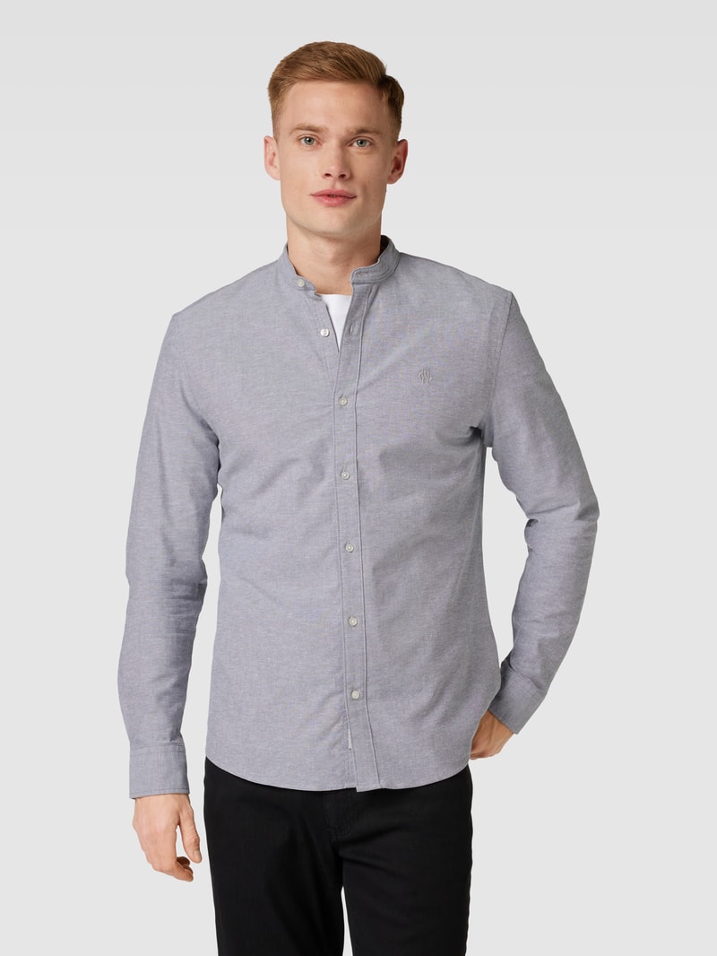 Freizeithemd mit Label-Stitching in dunkelgrau