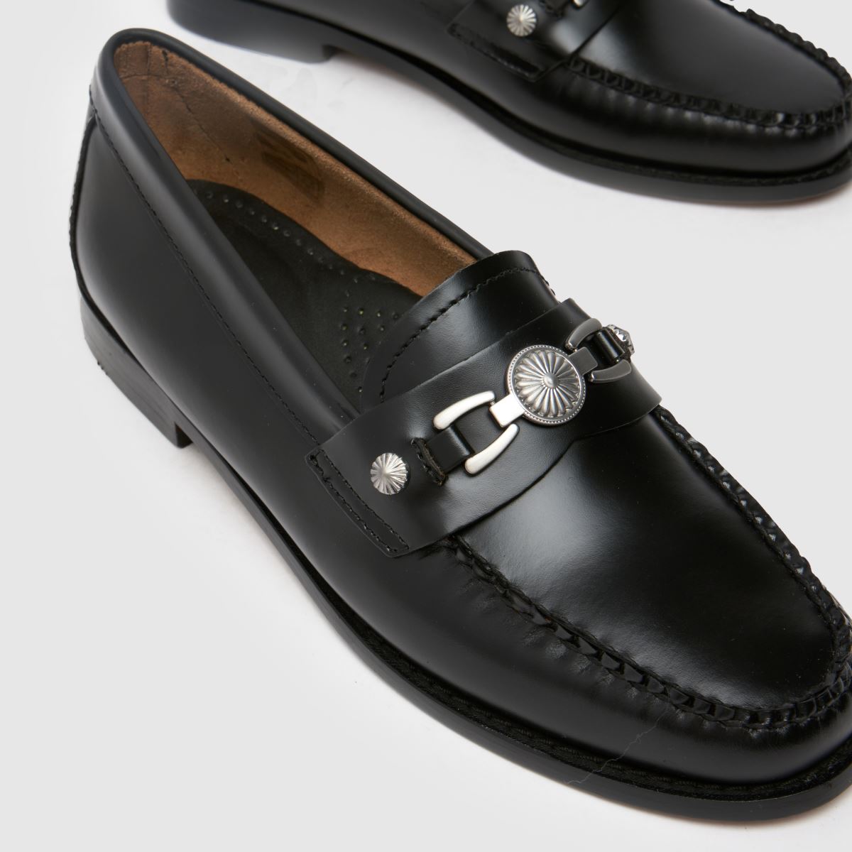 GH BASS – Weejuns – Svarta, platta loafers i westernstil