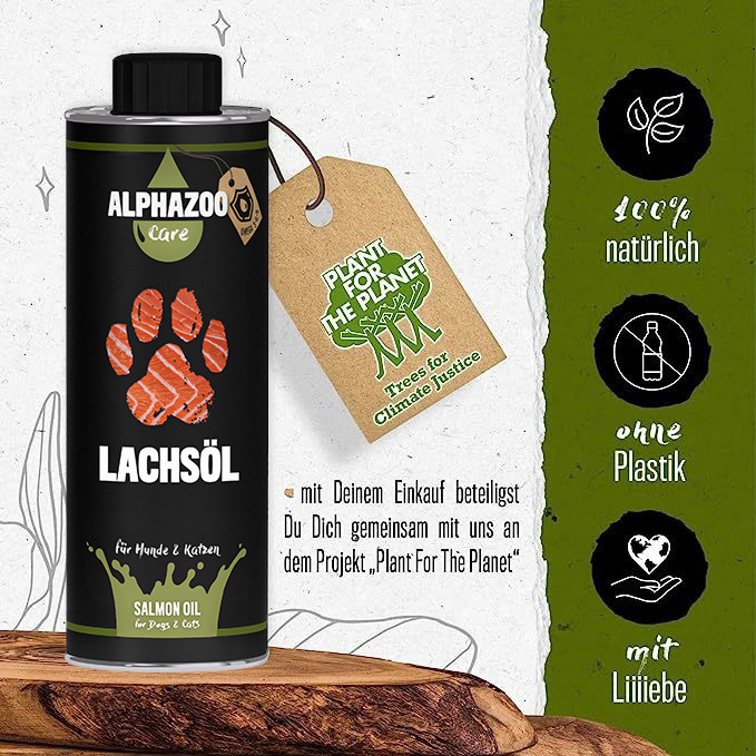 ALPHAZOO Ergänzungsfutter & Aufzucht ALPHAZOO Premium Lachsöl für Hunde & Katzen I Natürliches Omega-3 Fischöl 250 ml