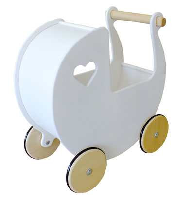 MOOVER Toys Dänischer Designer Holz-Puppenwagen (weiß) / dolls pram white