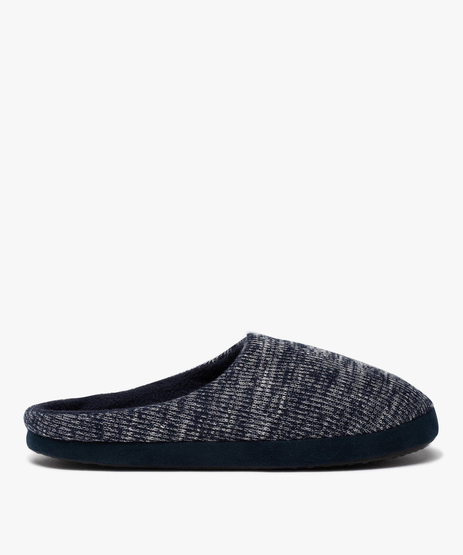 Chaussons homme mules dessus en maille chinée bleu | GEMO