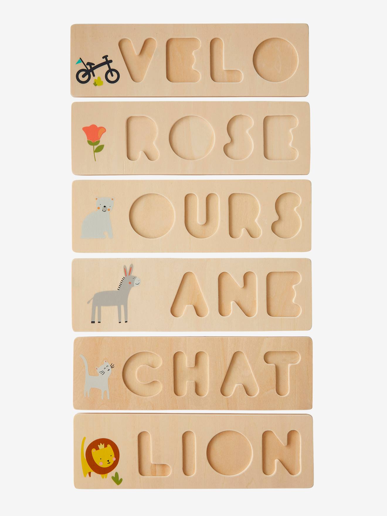 Puzzle des mots à encastrer en bois FSC® multicolore