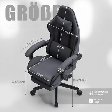 Dowinx Gaming-Stuhl Gaming Stuhl Bürostuhl Ergonomisch, Lendenkissen verstellbar (150 kg Belastbar, Zockerstuhl, Zocker, Sessel Gaming, 1 St), Pc Sessel, Computerstuhl, Computer Stuhl, Zockersessel