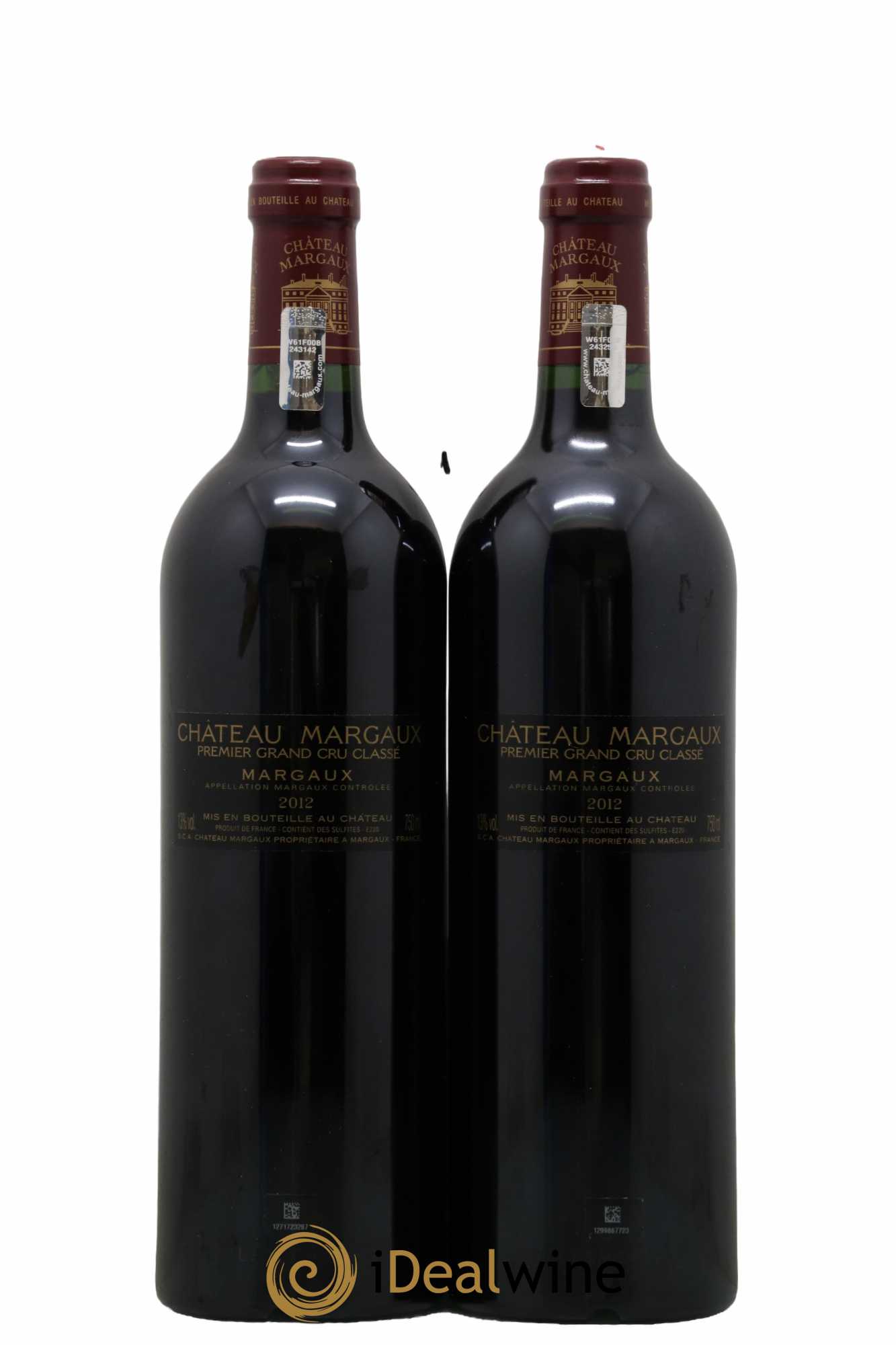 Château Margaux 1er Grand Cru Classé  2012 - Lot de 2 Bouteilles