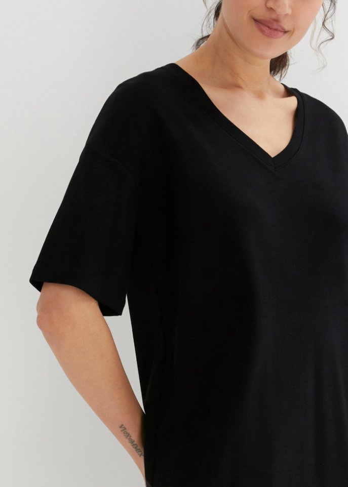 T-Shirtkleid mit V-Ausschnitt, oversize (2er Pack)