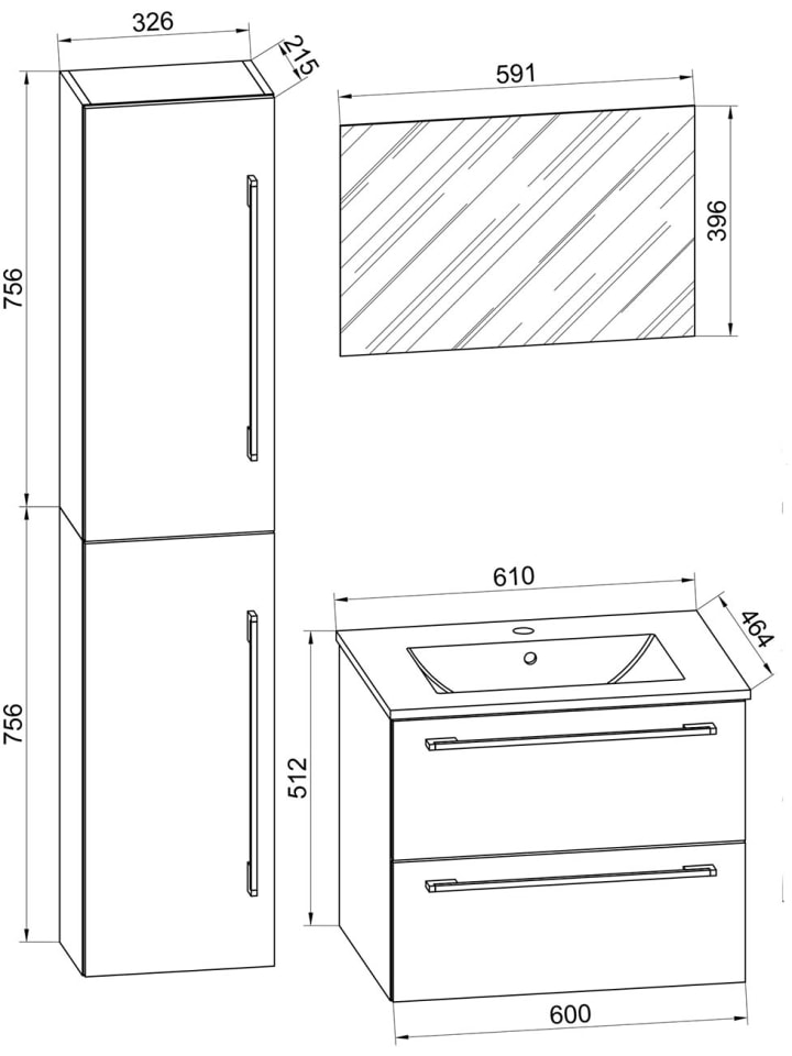 ebuy24 Badmöbelset Badinos60S Weiß 61 x 47 cm günstig kaufen onesize