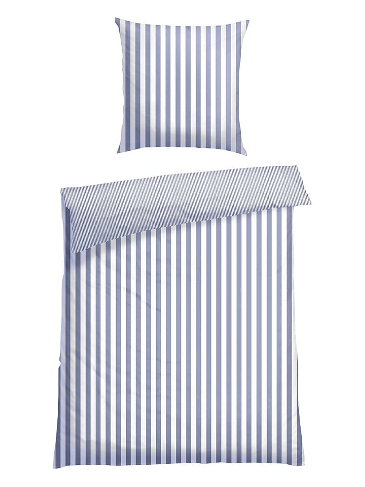 Schiesser Renforcé-Bettwäsche-Set in Hellblau/ Weiß günstig kaufen