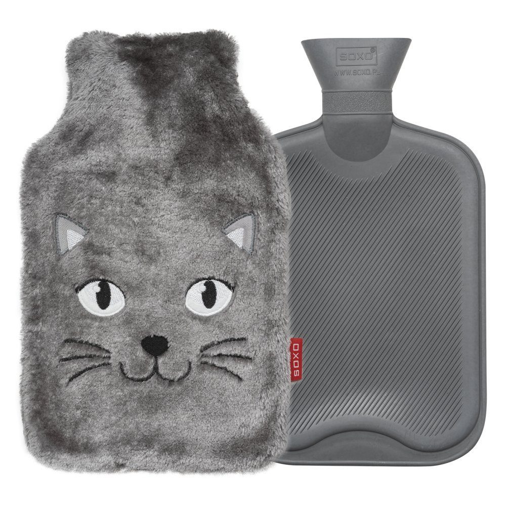 König Design Wärmflasche XXL Wärmeflasche weicher Plüsch Bezug, 1,8L Wärmflaschen Bettflasche Handwärmer