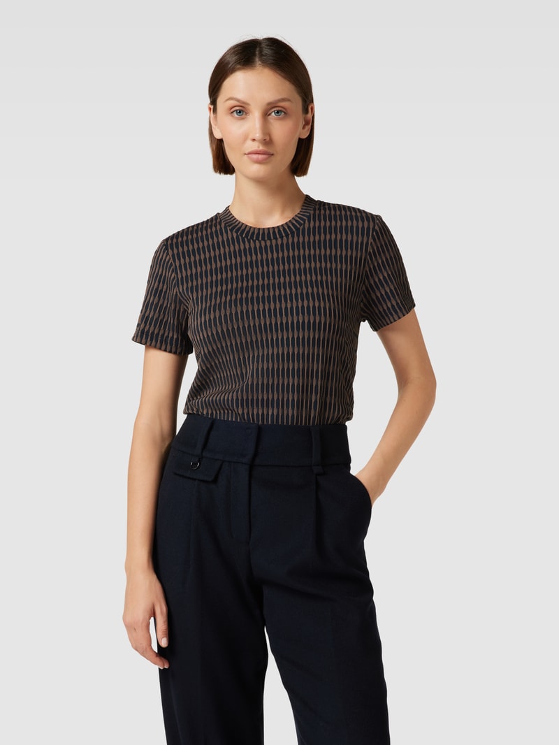 T-Shirt mit Strukturmuster Modell 'Silay' in marineblau