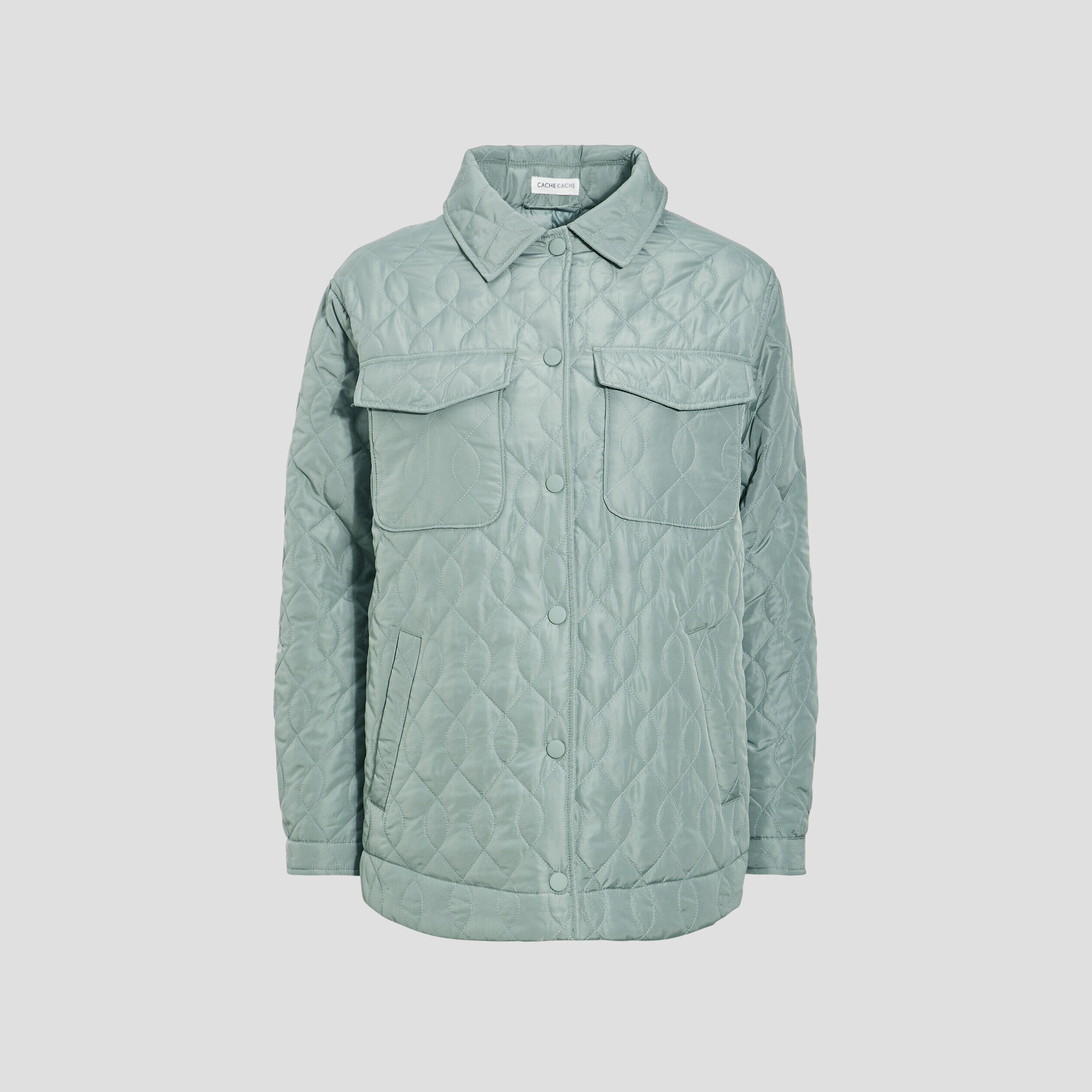 Surchemise manches longues vert foncé femme | Cache Cache