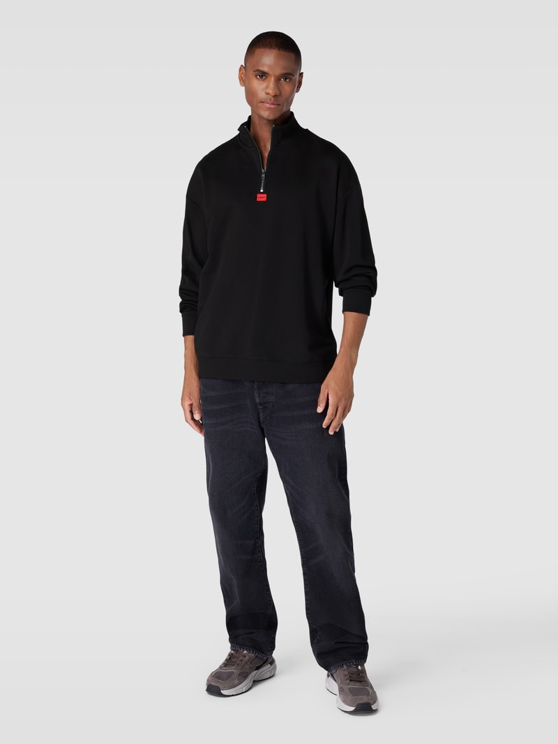 Sweatshirt mit Troyer-Kragen Modell 'Durty' in schwarz