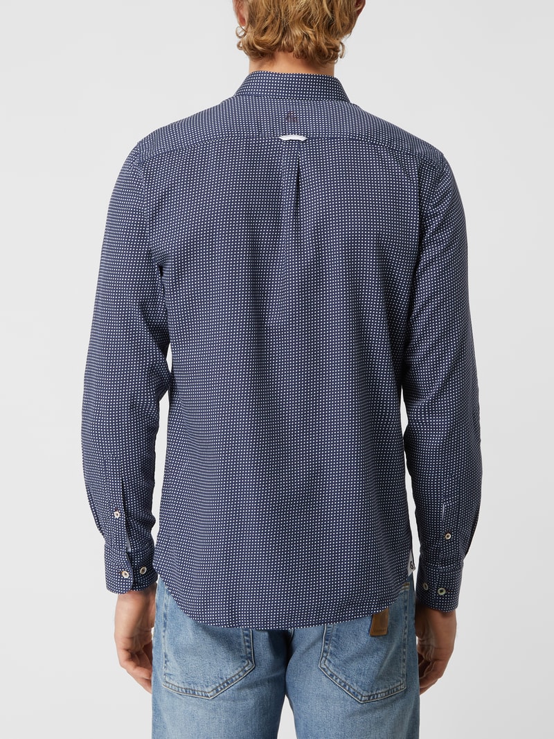 Regular Fit Business-Hemd aus Baumwolle in marineblau