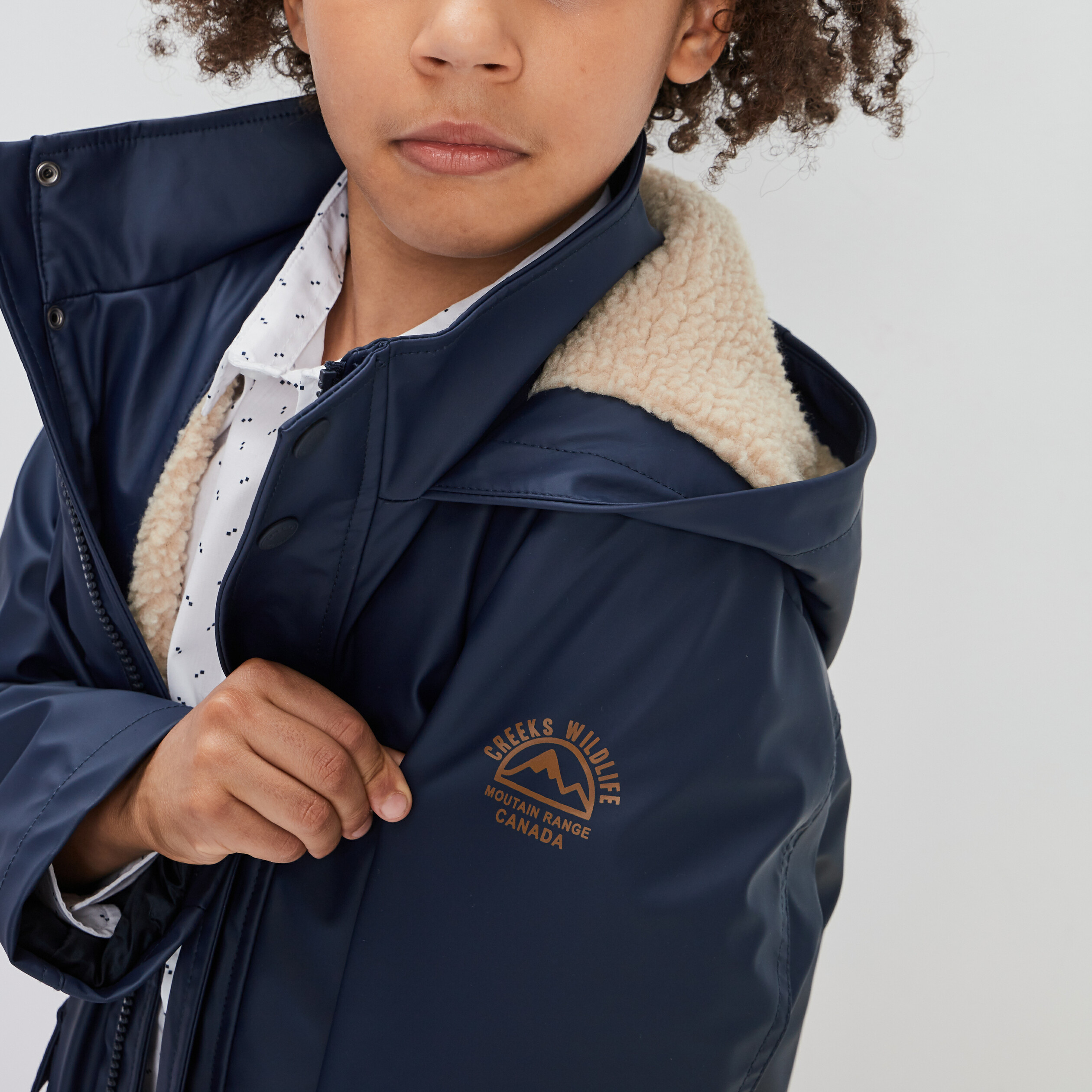 Parka droite à capuche bleu marine garçon | La Halle