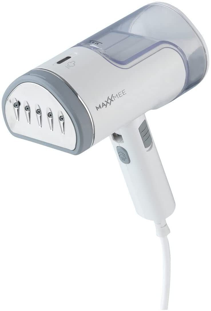 MAXXMEE Dampfbürste Kompakt, 1200 W, Bürste Dampfglätter Dampfbügler Steamer Wassertank, weiß/grau