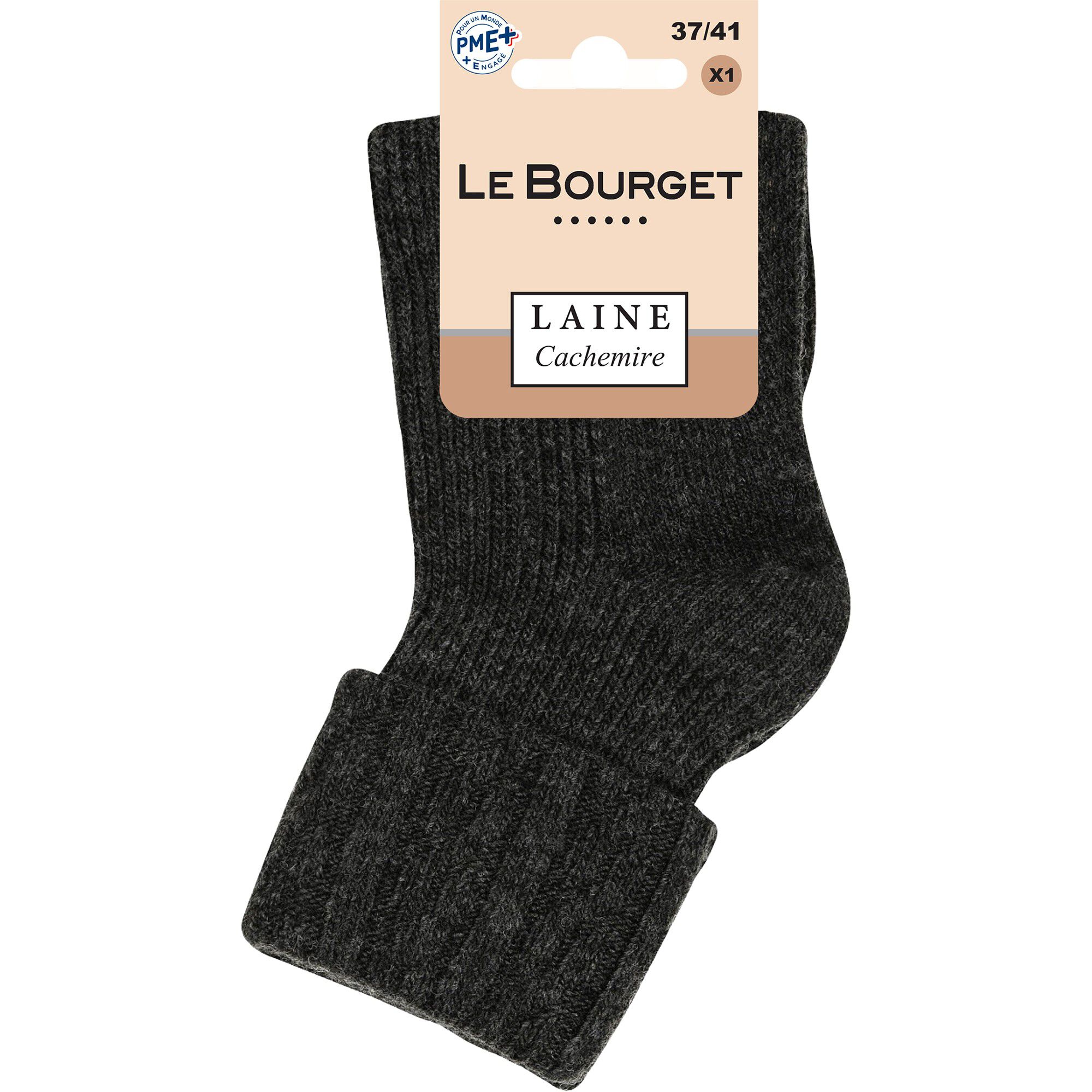 Chaussettes coton laine mélangés, revers torsadés