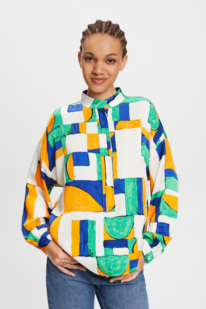 Satinbluse mit geometrischem Print