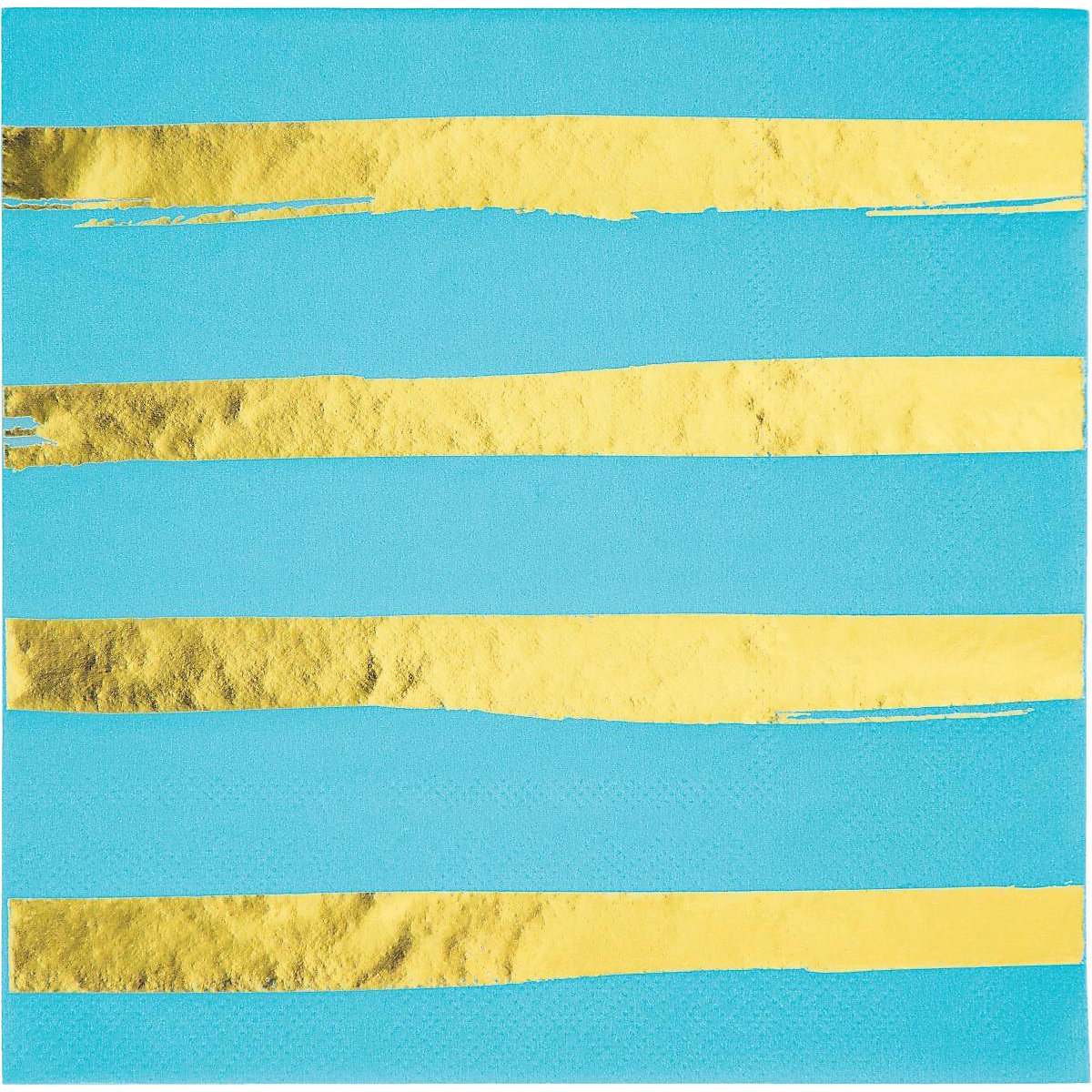 Servietten Folienaufdruck Streifen Gold Türkis, 33 cm, 16 Stück