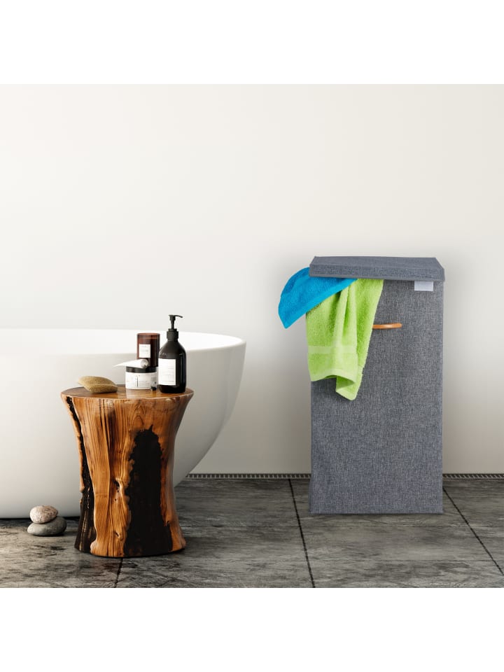 relaxdays Wäschekorb in Hellgrau/ Natur - (B)35 x (H)64 x (T)35 cm günstig kaufen onesize