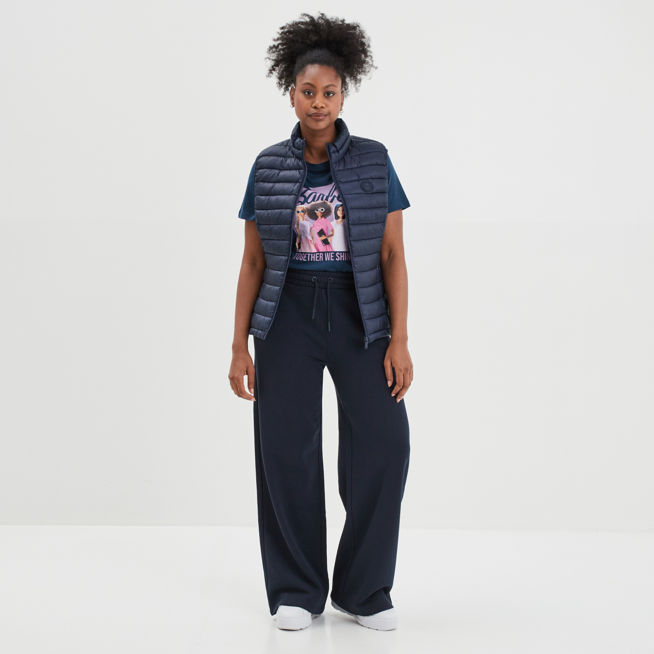 Doudoune légère droite sans manches bleu marine femme | La Halle