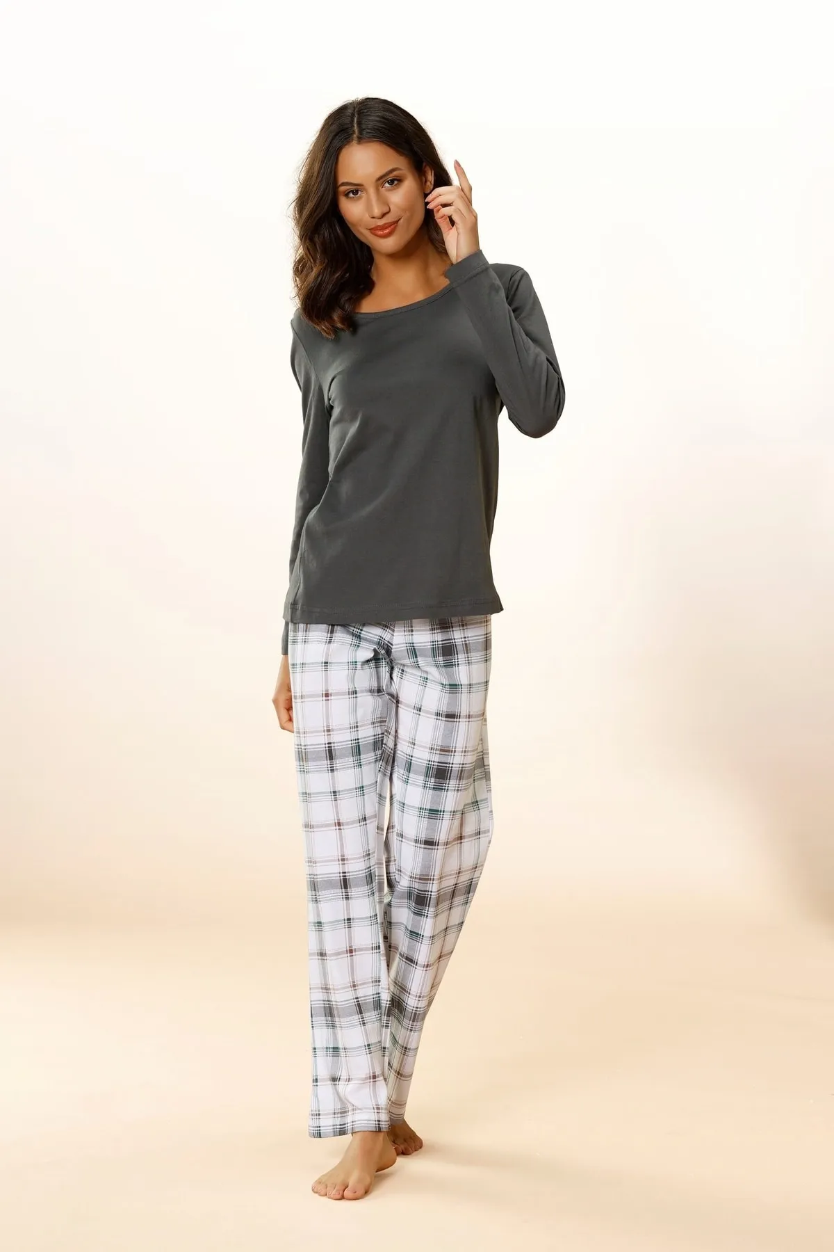 Arizona  Pyjama set - Grau - Unifarben