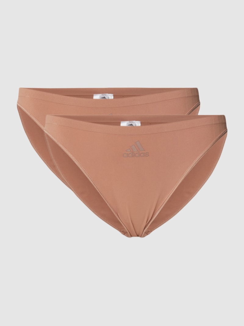 String mit Label-Print im 2er-Pack in hellbraun