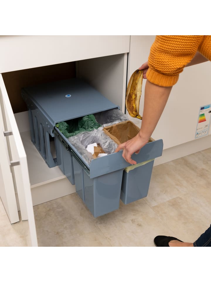 relaxdays Einbaumülleimer in Grau je 8 L - (B)34,3 x (H)35,1 x (T)48 cm günstig kaufen onesize