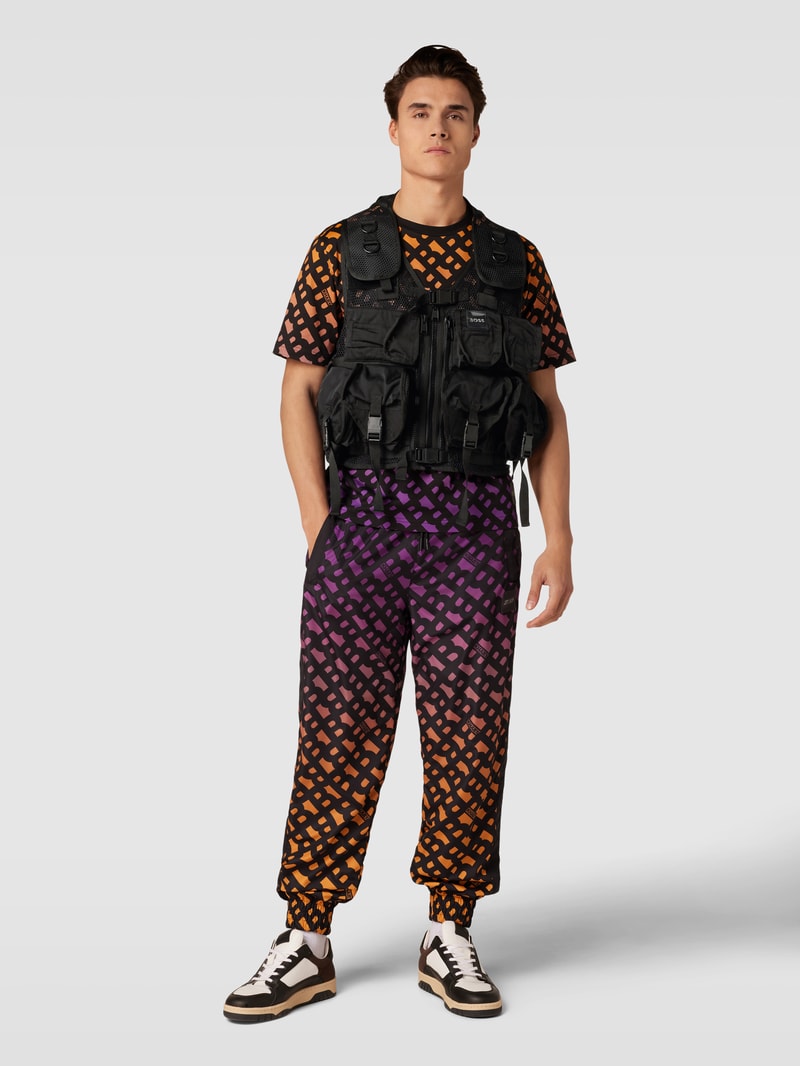 Weste mit Label-Print Modell 'Lame' - BOSS x Khaby 2.0 in schwarz