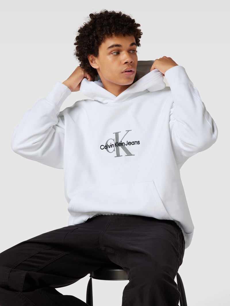 Hoodie mit Label-Stitching Modell 'ARCHIVAL MONOLOGO' in weiss
