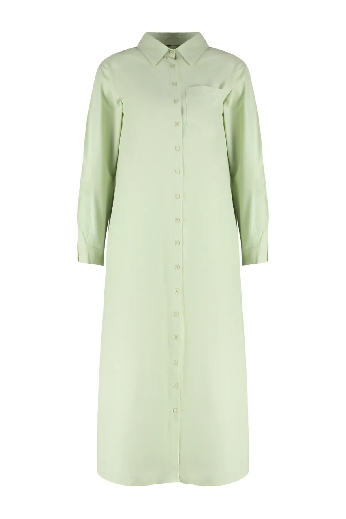 Trendyol Modest  Hellkhakifarbenes, schlicht gewebtes Hemdkleid TCTSS24EB00137