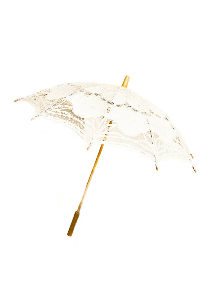 COFI 1453 Handgemachte Brautschirme Spitze Hochzeitfeier robustem Holzgriff in Creme günstig kaufen onesize