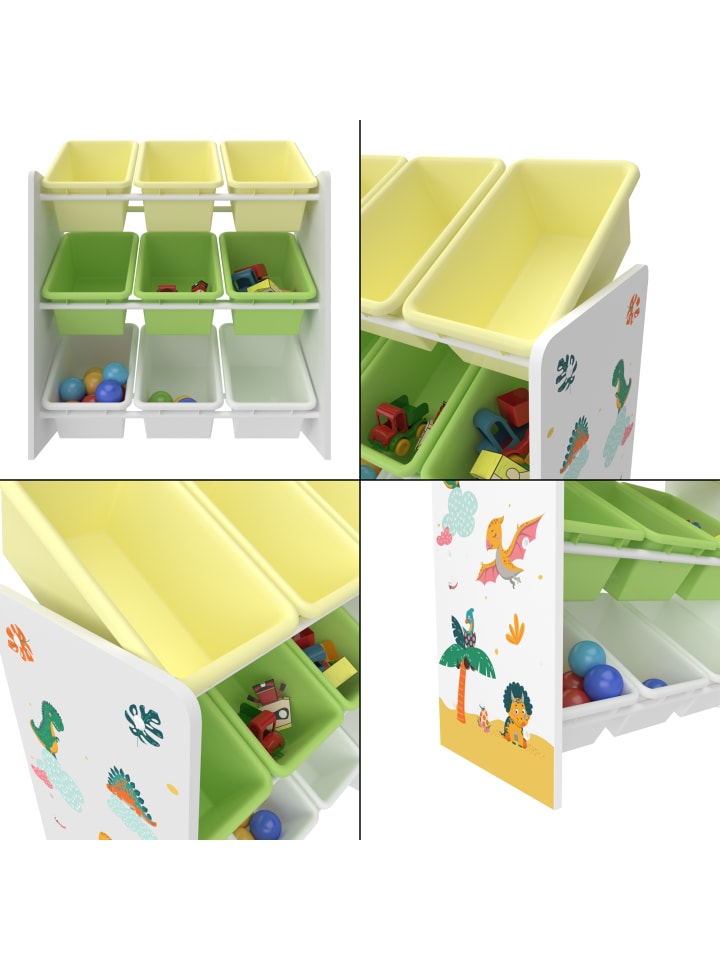 en.casa Kinderregal Muxía in Gelb Grün (H)60cm (B)62cm (T)26.5cm günstig kaufen onesize