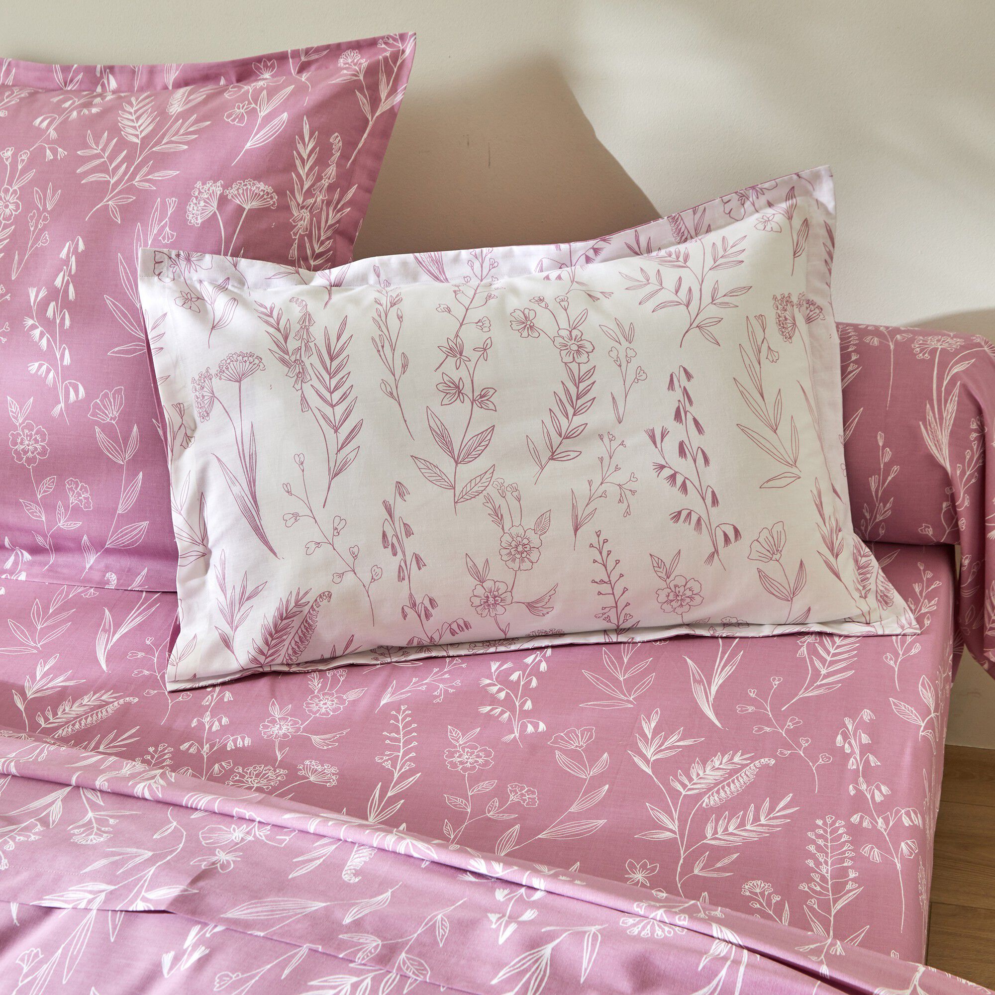 Linge de lit Alessia en coton imprimé fleuri
