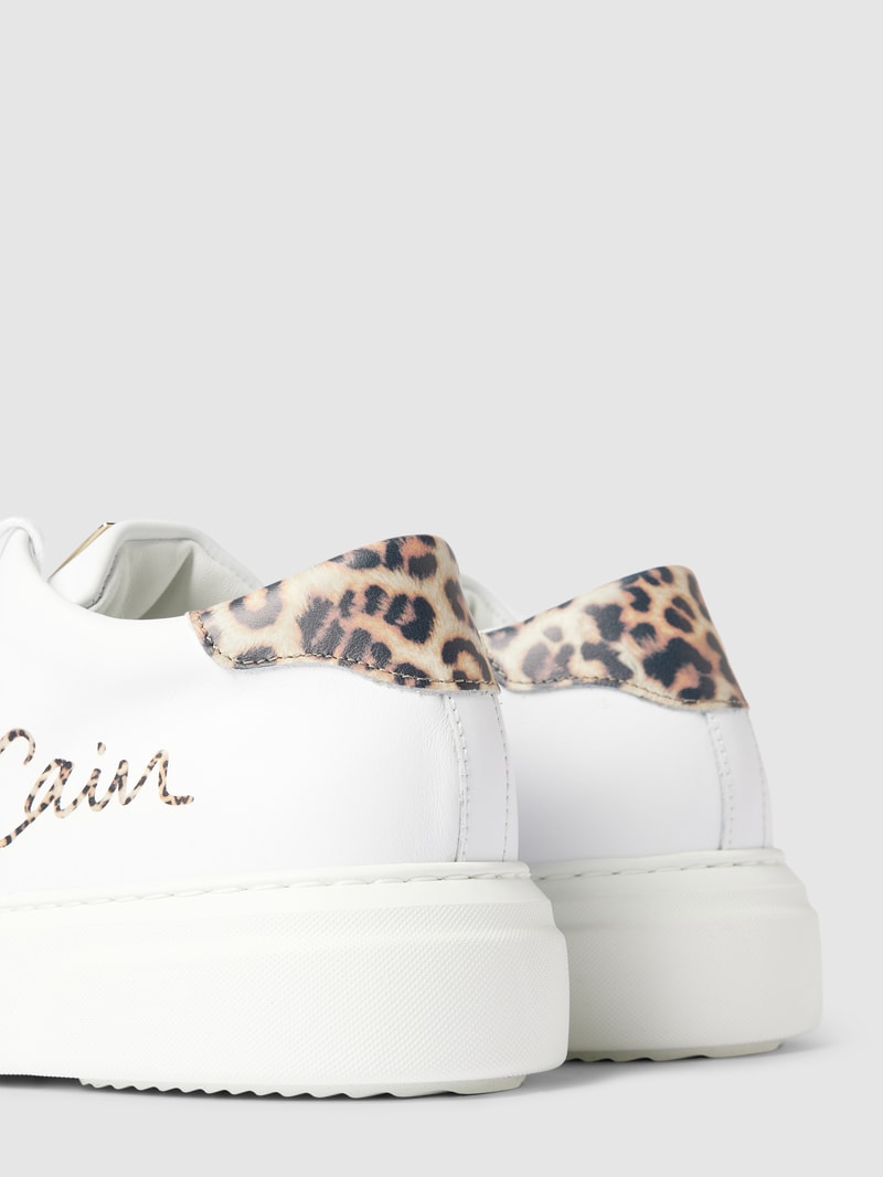 Sneaker aus echtem Leder mit Animal-Print in weiß