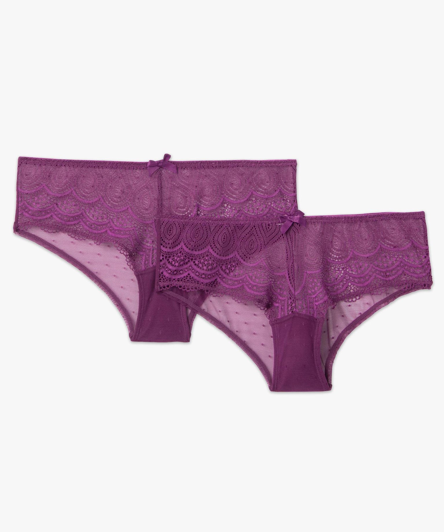 Shorty en dentelle et tulle femme (lot de 2) violet | GEMO