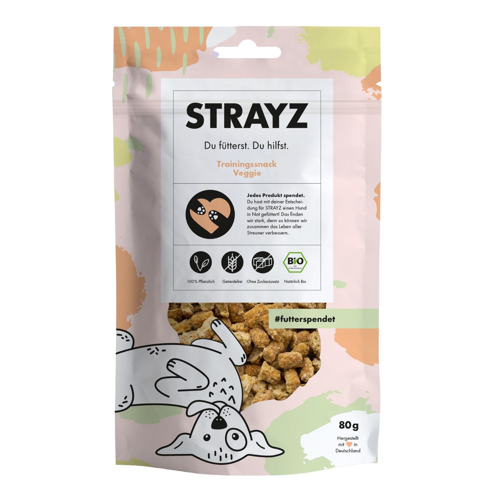 STRAYZ Hundenassfutter STRAYZ BIO Snack Veggie mit Süßkartoffel, Birne & Kokos 80g