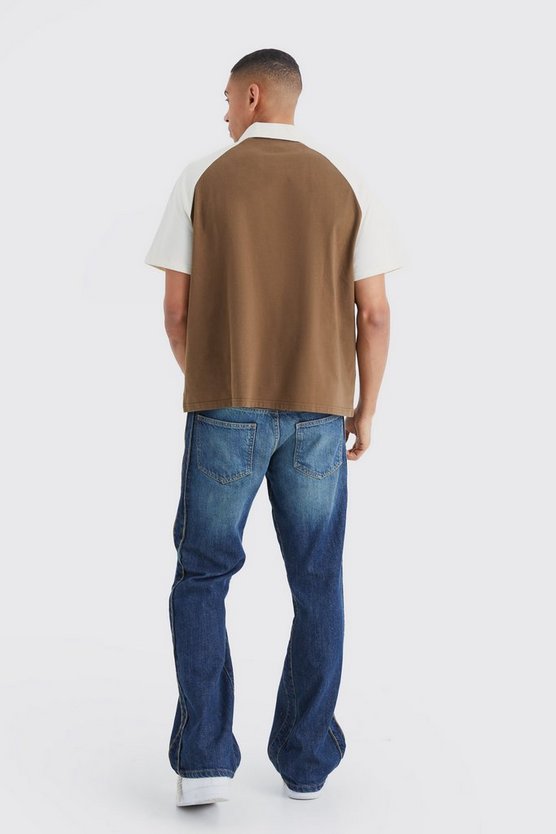 Kastiges Oversize Raglan Poloshirt