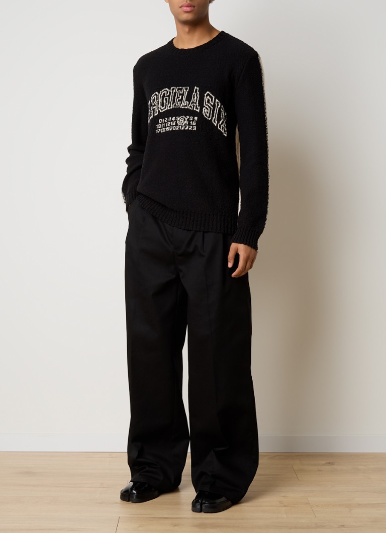 MM6 Chunky knit sweater in linen blend with knitted logo