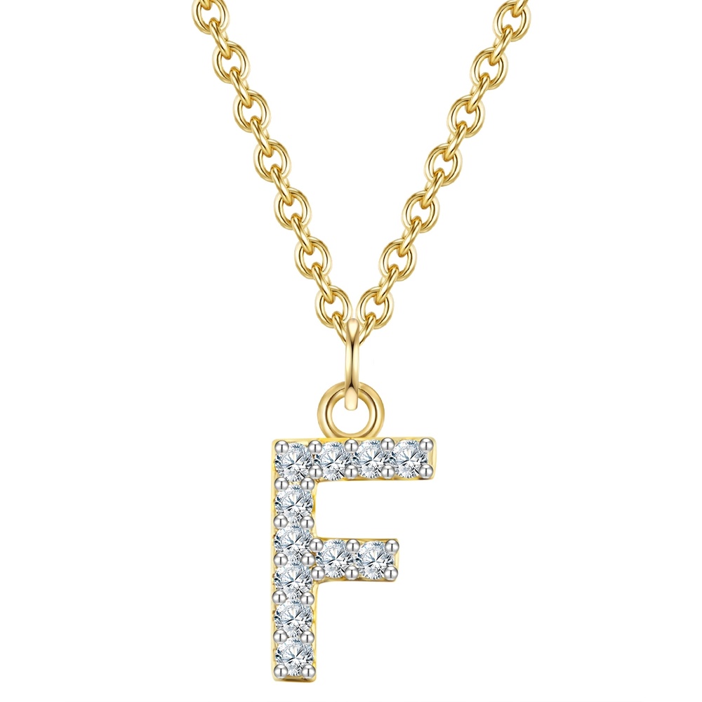 Glanzstücke München Collier en argent Lettre F Argent sterling Oxyde de zirconium (CZ) en Or jaune collier