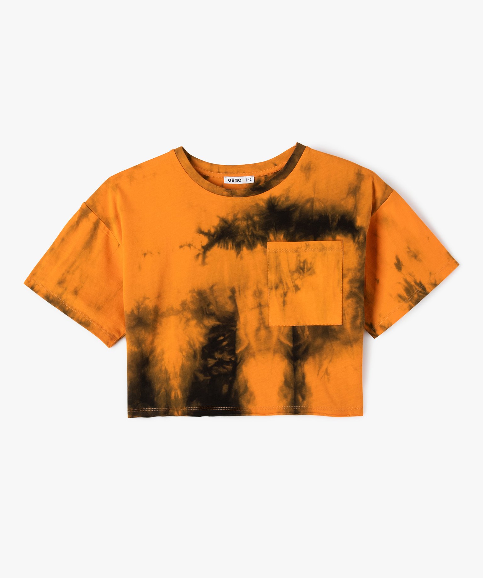 Tee-shirt large et court tie-and-dye fille orange | GEMO