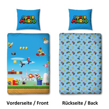 Kinderbettwäsche Flanell-Bettwäsche Super Mario 