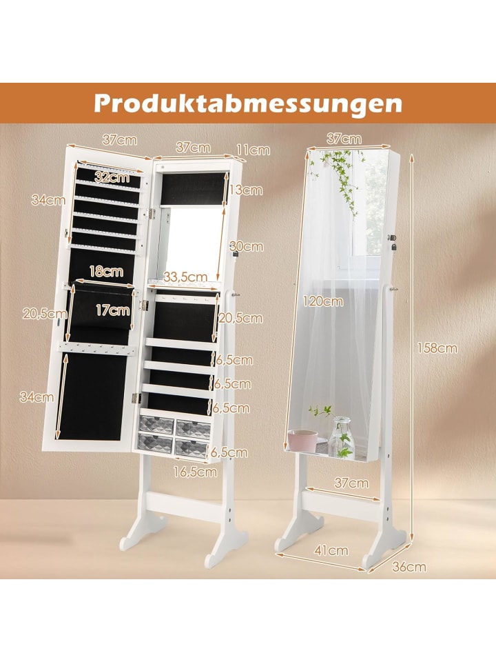 COSTWAY Schmuckschrank in Weiß günstig kaufen 36 cm