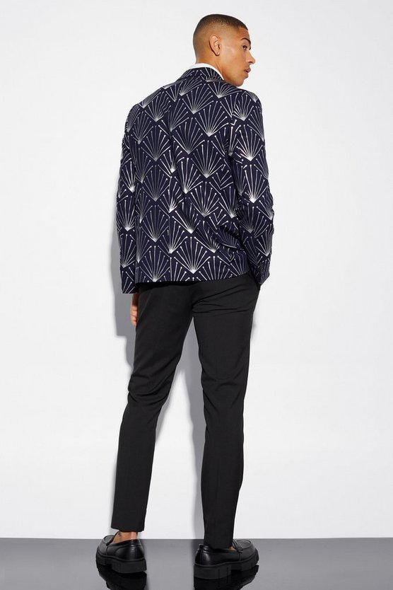Lockerer Blazer mit Folien-Print