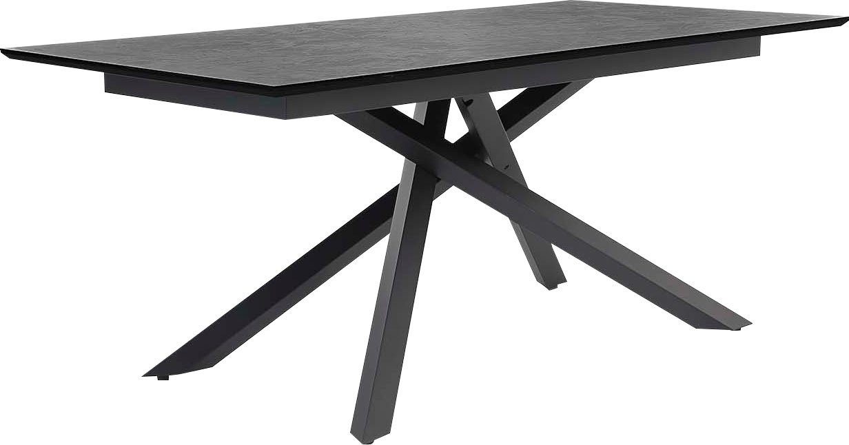 Jockenhöfer Gruppe Esstisch Silas, in 180x90 cm, Tischplatte in anthrazitfarbender Marmoroptik