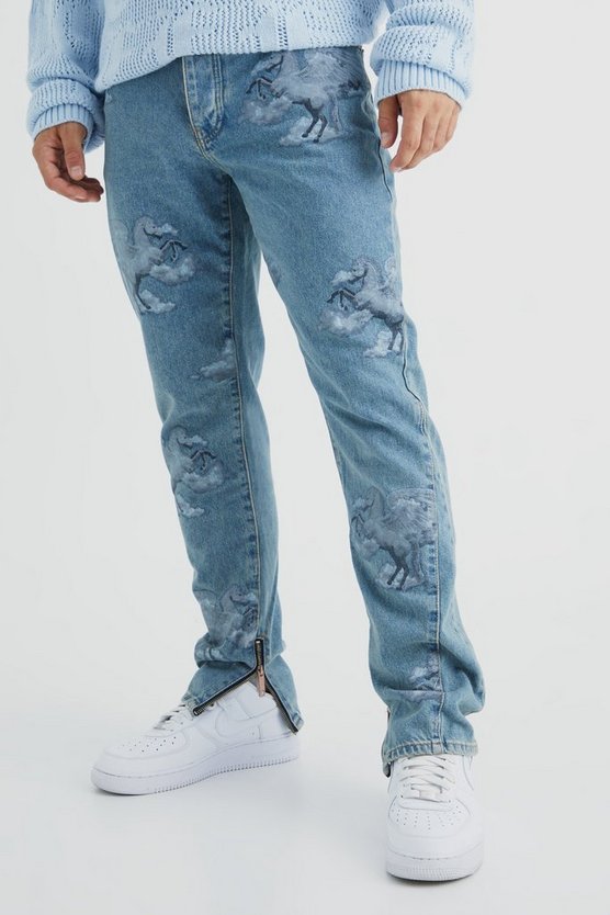 Slim-Fit Jeans mit Print