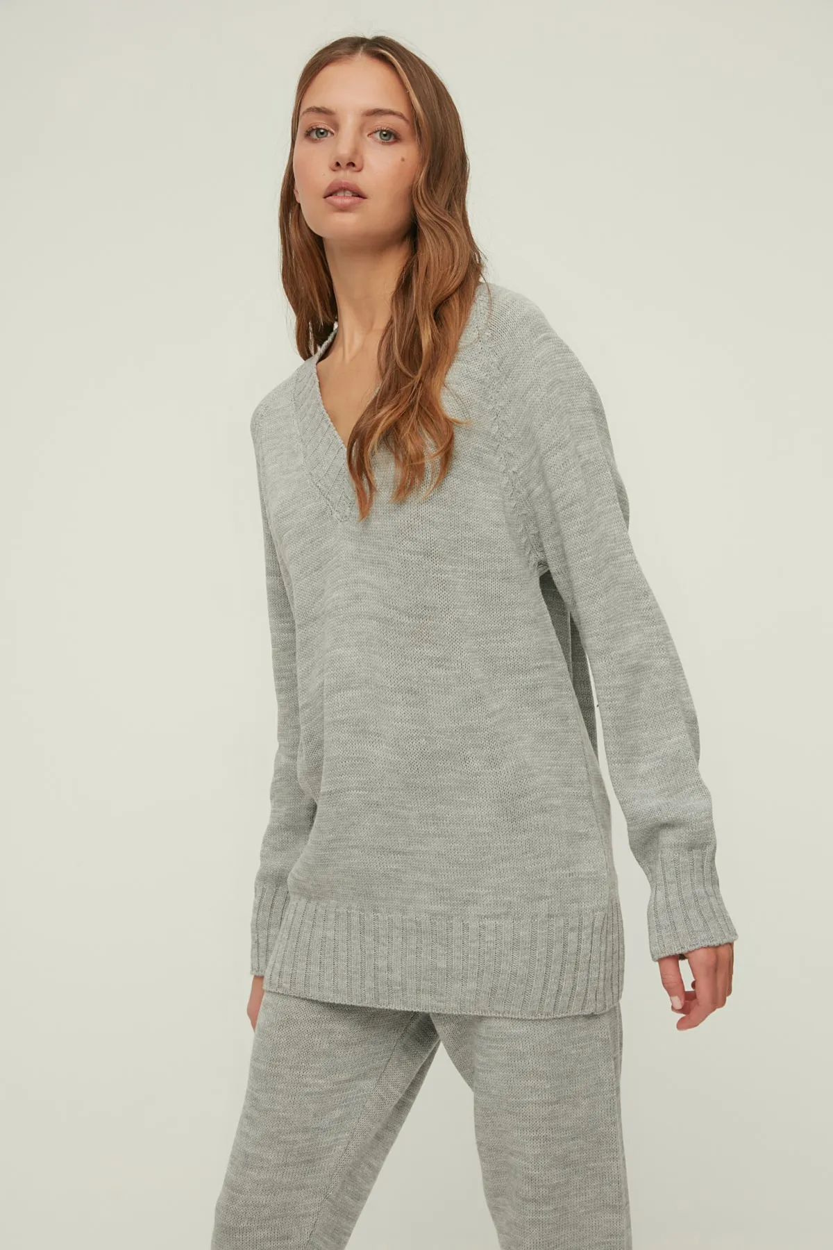 Trendyol Collection  Graues Strickoberteil-Set THMAW22AU0493